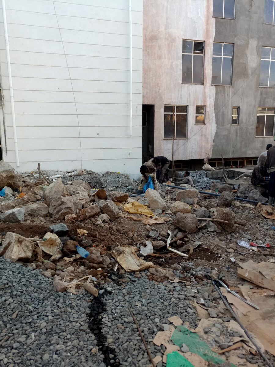 Construction workers at a building site in Addis Ababa